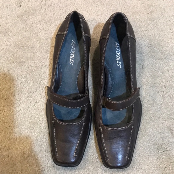 Aerosoles Relatch Velcro Closure Leather Upper Mary Jane 2 inch Heel Shoes-Sz 8 - Picture 1 of 10